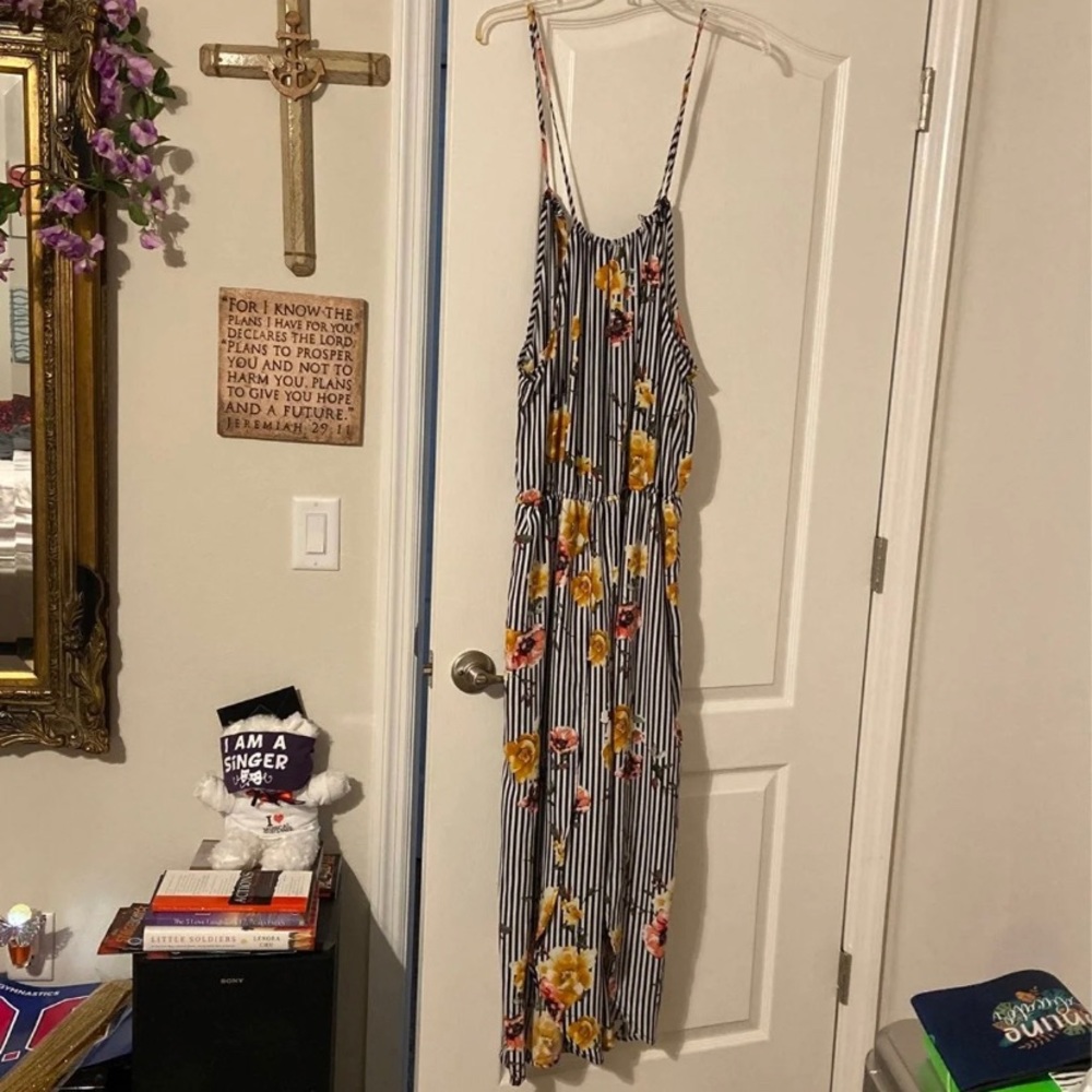 Floral striped jumpsuit
